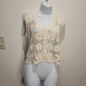 Jonathan martin size m cottagecore crotchet cream colored vest. Small flaw